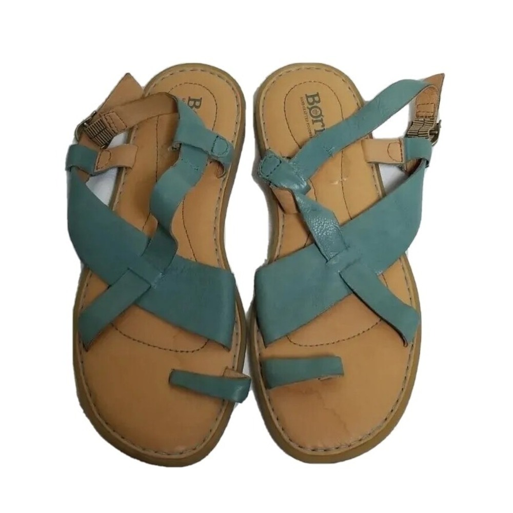 NEW Born Blue Inya Leather Crossover Toe Loop Sandal Size 8